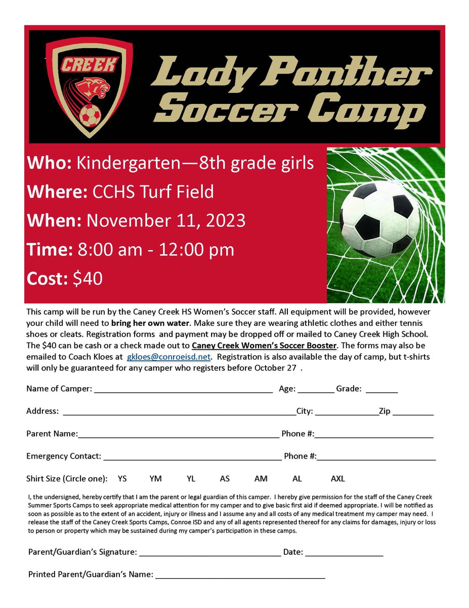 Lady Panther Soccer Camp Flyer