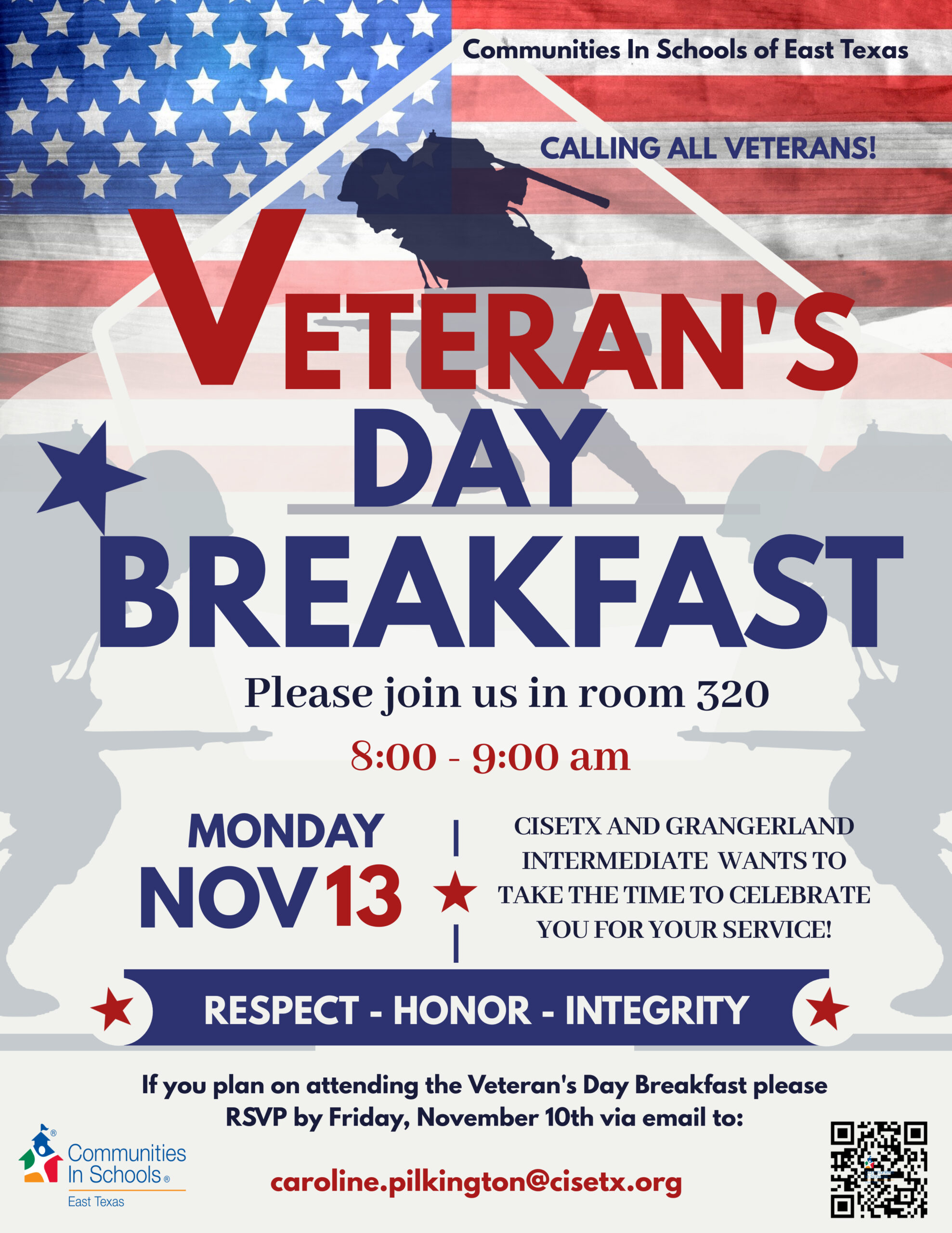 Grangerland's Veterans Day Breakfast Flyer